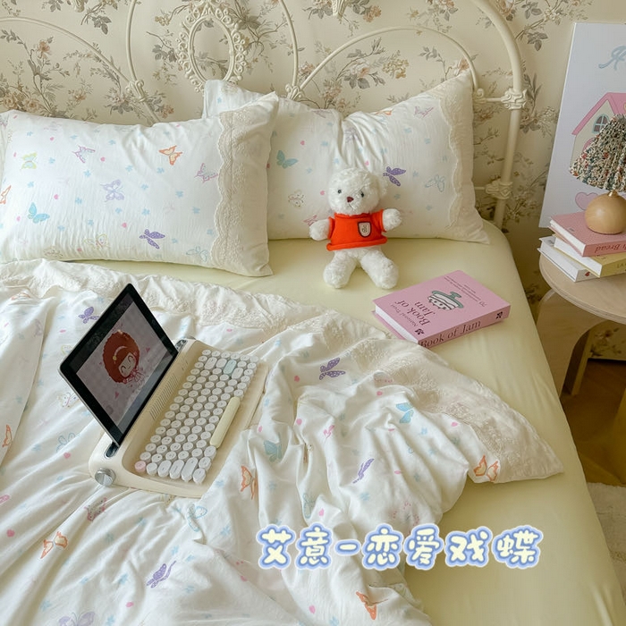 91家纺网 家纺一手货源 找家纺 （总）澜妃 2025新款糯叽叽水洗棉全棉蕾丝花边-艾意系列