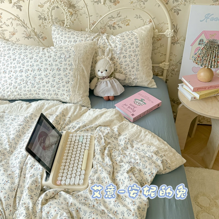 91家纺网 家纺一手货源 找家纺 （总）澜妃 2025新款糯叽叽水洗棉全棉蕾丝花边-艾意系列