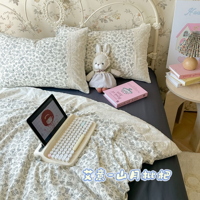 91家纺网 家纺一手货源 找家纺 （总）澜妃 2025新款糯叽叽水洗棉全棉蕾丝花边-艾意系列