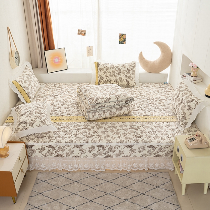 91家纺网 家纺一手货源 找家纺 冬然 2024新款牛奶绒床盖榻榻米床盖炕盖 水墨清风