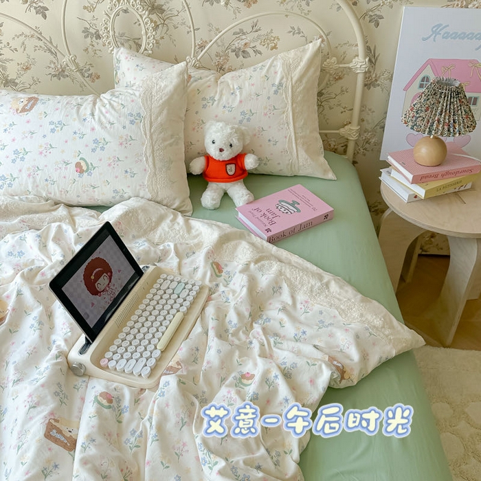 91家纺网 家纺一手货源 找家纺 （总）澜妃 2025新款糯叽叽水洗棉全棉蕾丝花边-艾意系列