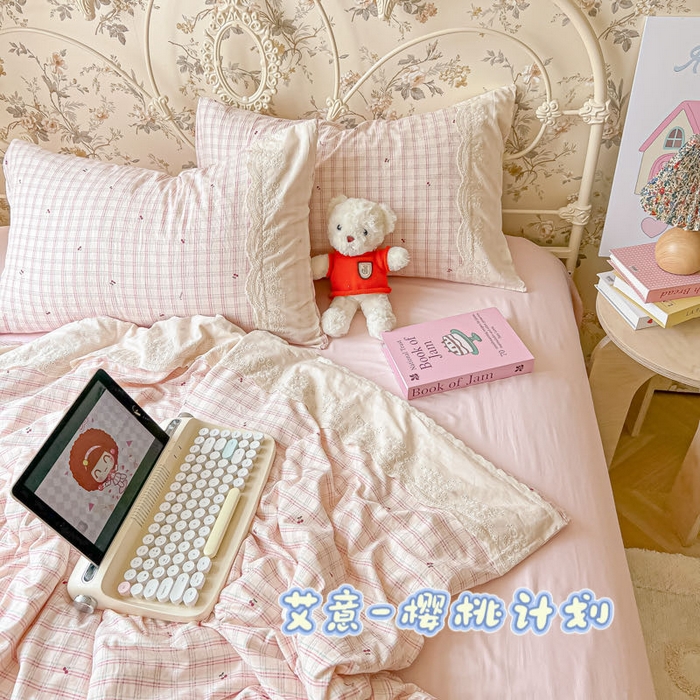 91家纺网 家纺一手货源 找家纺 （总）澜妃 2025新款糯叽叽水洗棉全棉蕾丝花边-艾意系列