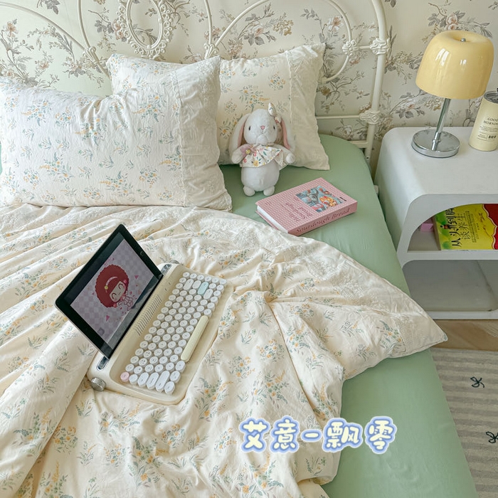 91家纺网 家纺一手货源 找家纺 （总）澜妃 2025新款糯叽叽水洗棉全棉蕾丝花边-艾意系列