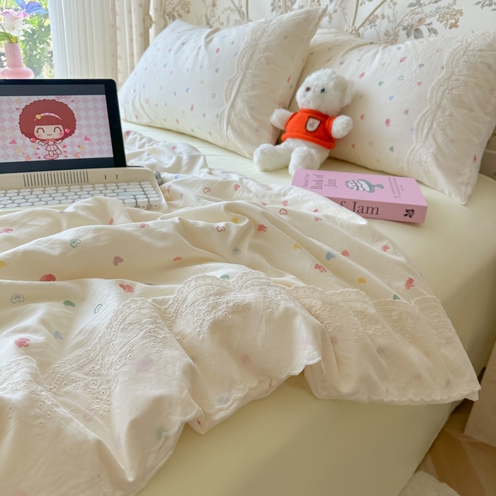 91家纺网 家纺一手货源 找家纺 （总）澜妃 2025新款糯叽叽水洗棉全棉蕾丝花边-艾意系列