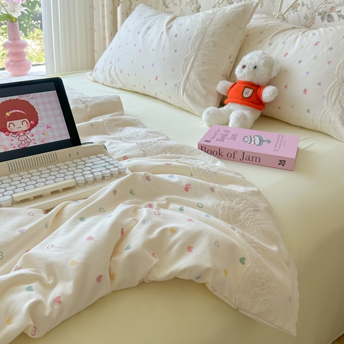 91家纺网 家纺一手货源 找家纺 澜妃 2025新款糯叽叽水洗棉全棉蕾丝花边-艾意系列 艾意-爱情手礼