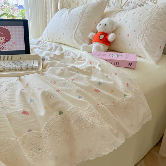 91家纺网 家纺一手货源 找家纺 澜妃 2025新款糯叽叽水洗棉全棉蕾丝花边-艾意系列 艾意-爱情手礼