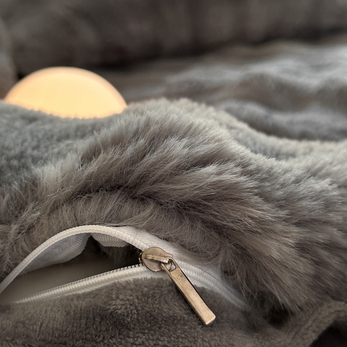 91家纺网 家纺一手货源 找家纺 小叮当家纺仓储工厂店 （买家秀 爆款不断货）2025新款A类母婴级兔兔绒大泡泡牛奶绒珊瑚绒雪花绒四件套 雅致-深灰