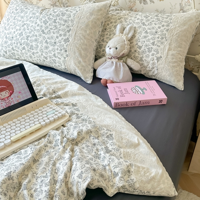 91家纺网 家纺一手货源 找家纺 澜妃 2025新款糯叽叽水洗棉全棉蕾丝花边-艾意系列 艾意-山月枇杷