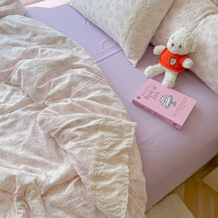 91家纺网 家纺一手货源 找家纺 澜妃 2025新款糯叽叽水洗棉全棉蕾丝花边-艾意系列 艾意-半路月亮