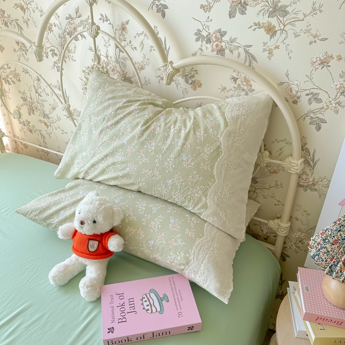 91家纺网 家纺一手货源 找家纺 澜妃 2025新款糯叽叽水洗棉全棉蕾丝花边-艾意系列 艾意-春江雾