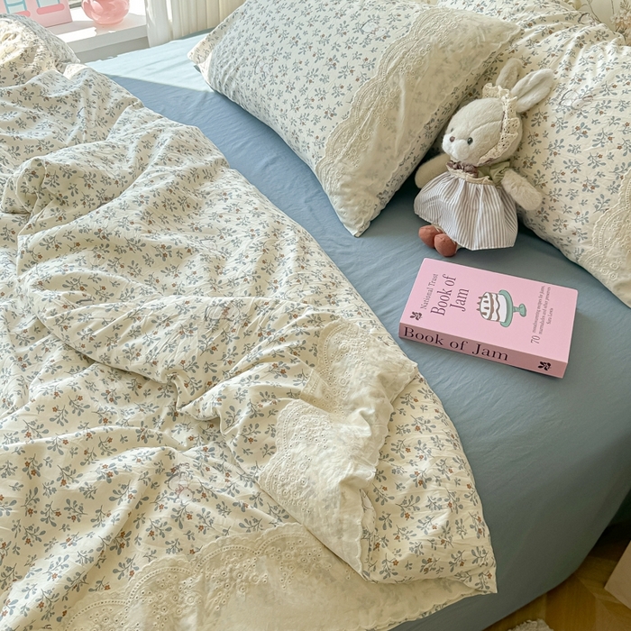 91家纺网 家纺一手货源 找家纺 澜妃 2025新款糯叽叽水洗棉全棉蕾丝花边-艾意系列 艾意-安妮的兔