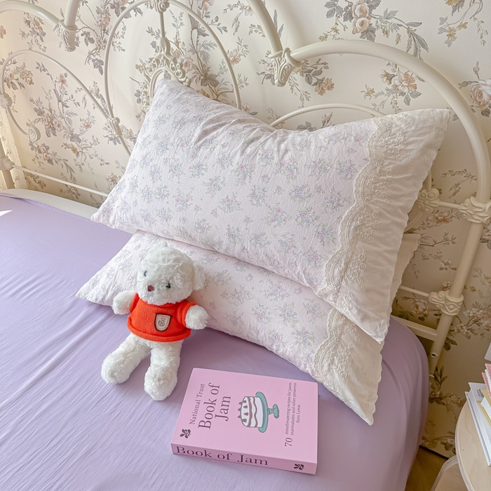 91家纺网 家纺一手货源 找家纺 澜妃 2025新款糯叽叽水洗棉全棉蕾丝花边-艾意系列 艾意-半路月亮