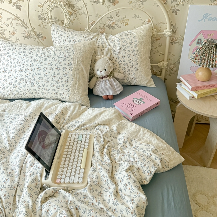 91家纺网 家纺一手货源 找家纺 澜妃 2025新款糯叽叽水洗棉全棉蕾丝花边-艾意系列 艾意-安妮的兔