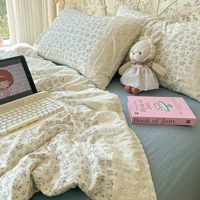 91家纺网 家纺一手货源 找家纺 澜妃 2025新款糯叽叽水洗棉全棉蕾丝花边-艾意系列 艾意-安妮的兔