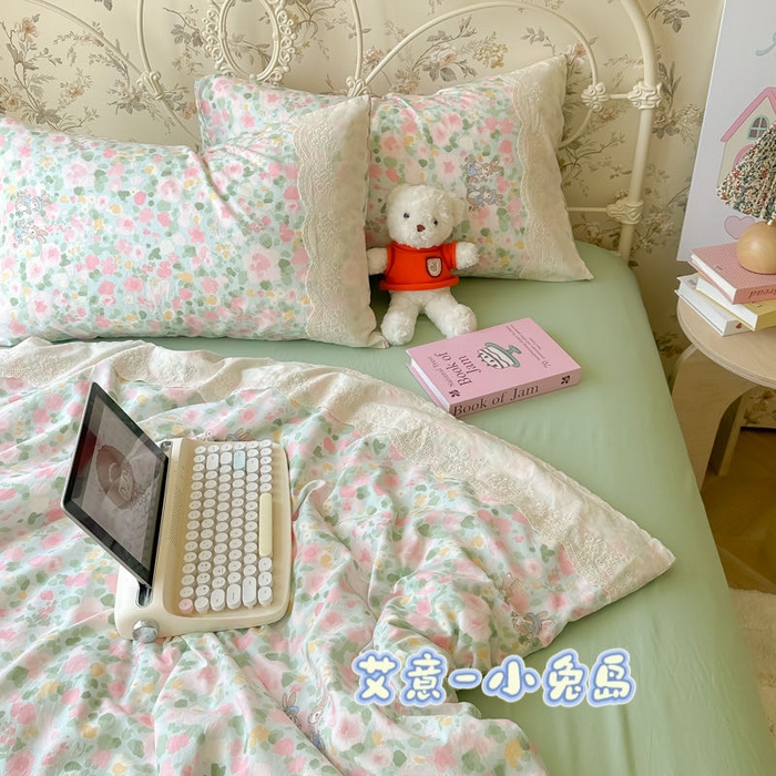 91家纺网 家纺一手货源 找家纺 （总）澜妃 2025新款糯叽叽水洗棉全棉蕾丝花边-艾意系列