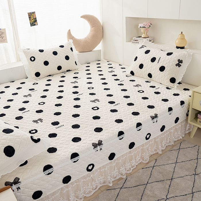 91家纺网 家纺一手货源 找家纺 冬然 2024新款牛奶绒床盖榻榻米床盖炕盖 幸运点点