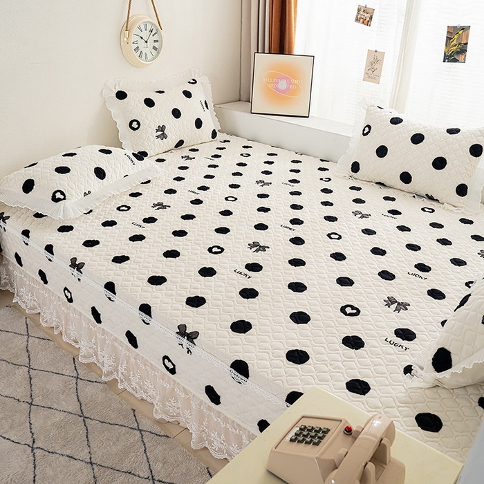 91家纺网 家纺一手货源 找家纺 冬然 2024新款牛奶绒床盖榻榻米床盖炕盖 幸运点点