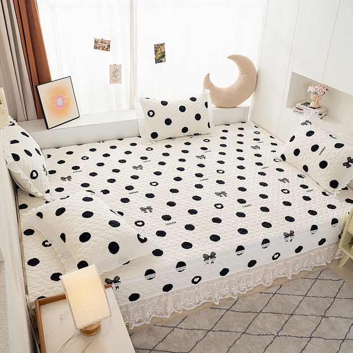 91家纺网 家纺一手货源 找家纺 冬然 2024新款牛奶绒床盖榻榻米床盖炕盖 幸运点点