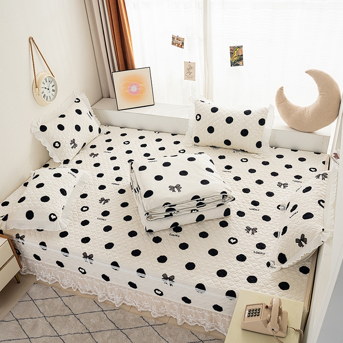 91家纺网 家纺一手货源 找家纺 冬然 2024新款牛奶绒床盖榻榻米床盖炕盖 幸运点点