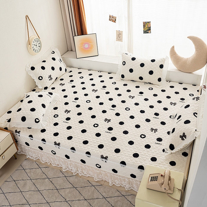 91家纺网 家纺一手货源 找家纺 冬然 2024新款牛奶绒床盖榻榻米床盖炕盖 幸运点点