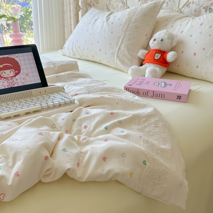 91家纺网 家纺一手货源 找家纺 （总）澜妃 2025新款糯叽叽水洗棉全棉蕾丝花边-艾意系列