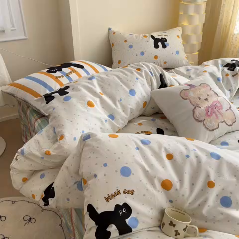 91家纺网 家纺一手货源 找家纺 （总）耀悦家纺 2025新款A类大版枕套混搭卡通纯棉四件套