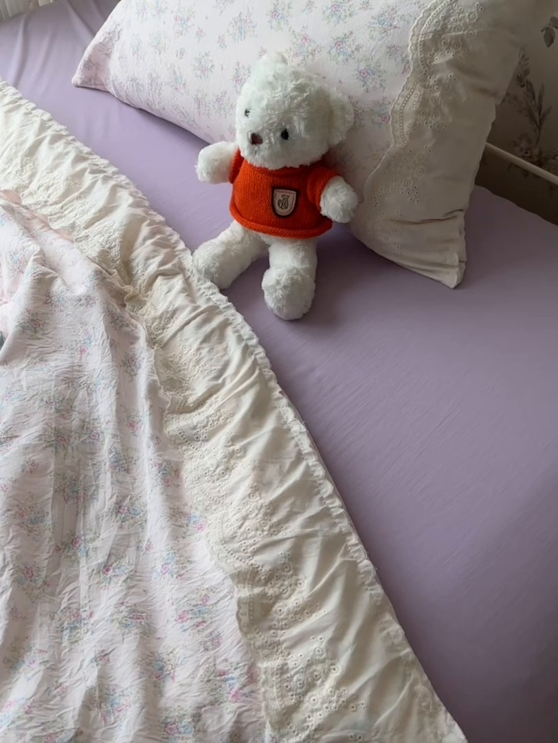 91家纺网 家纺一手货源 找家纺 澜妃 2025新款糯叽叽水洗棉全棉蕾丝花边-艾意系列 艾意-半路月亮