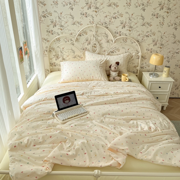 91家纺网 家纺一手货源 找家纺 澜妃 2025新款糯叽叽水洗棉全棉蕾丝花边-艾意系列 艾意-爱情手礼