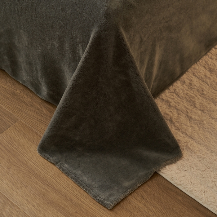 91家纺网 家纺一手货源 找家纺 晨曦家纺 2025新款加厚高克重230克贝贝绒牛奶绒四件套无印风菠萝格 贝贝绒-星空灰