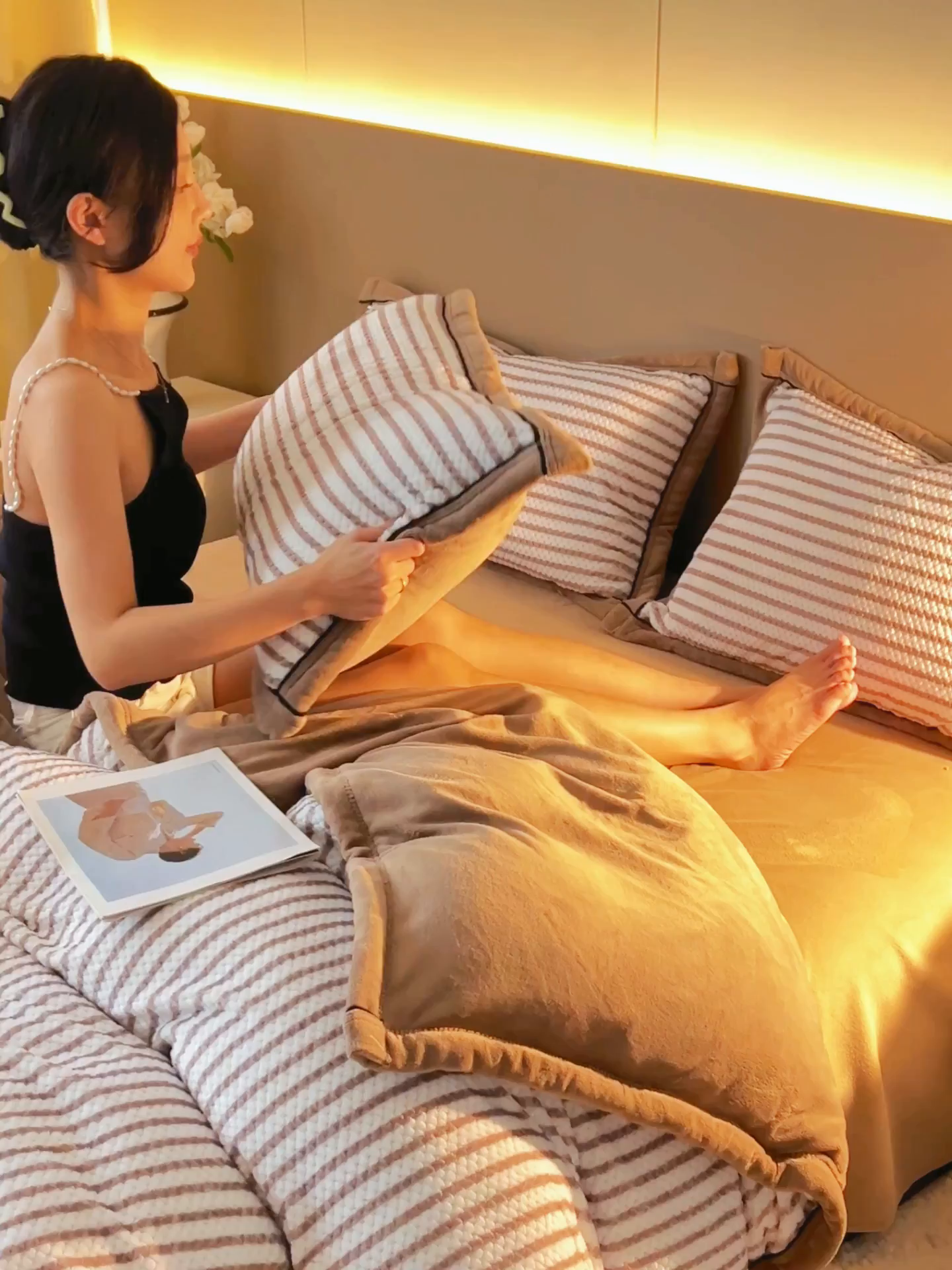 91家纺网 家纺一手货源 找家纺 晨曦家纺 2025新款加厚高克重230克贝贝绒牛奶绒四件套无印风菠萝格 贝贝绒-卡布奇诺咖