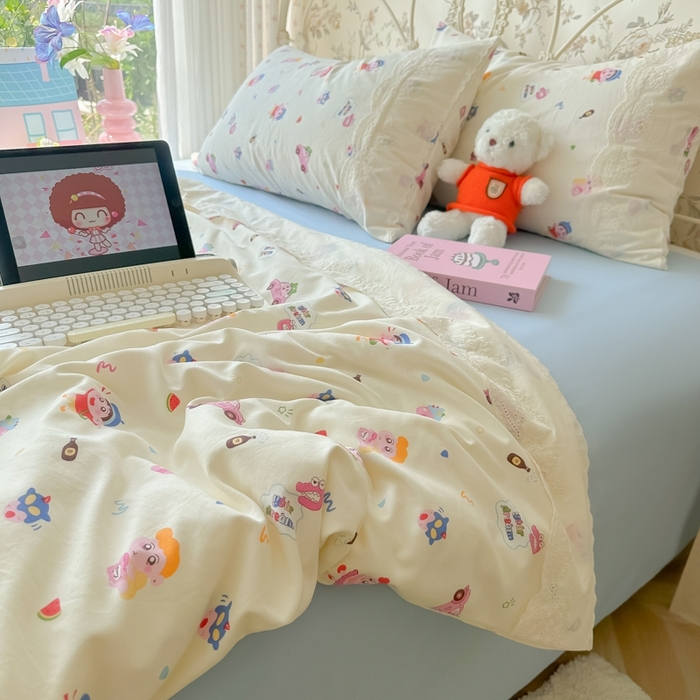 91家纺网 家纺一手货源 找家纺 澜妃 2025新款糯叽叽水洗棉全棉蕾丝花边-艾意系列 艾意-小新控