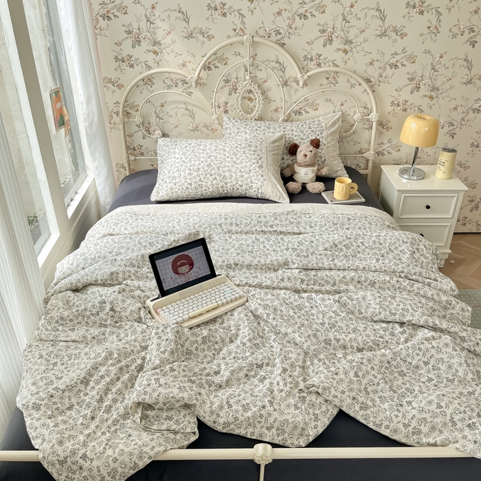 91家纺网 家纺一手货源 找家纺 澜妃 2025新款糯叽叽水洗棉全棉蕾丝花边-艾意系列 艾意-山月枇杷