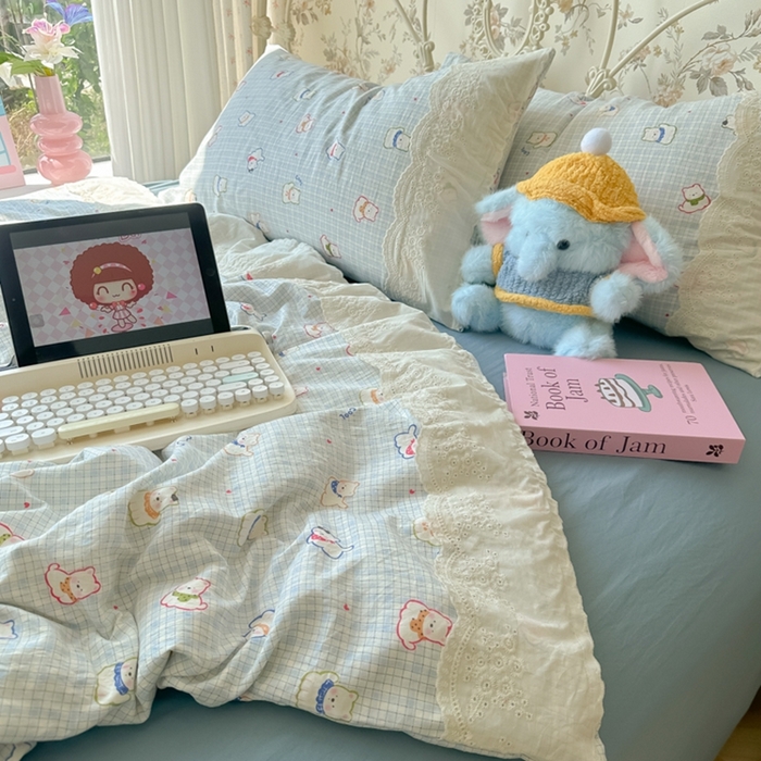 91家纺网 家纺一手货源 找家纺 澜妃 2025新款糯叽叽水洗棉全棉蕾丝花边-艾意系列 艾意-特萌西高地