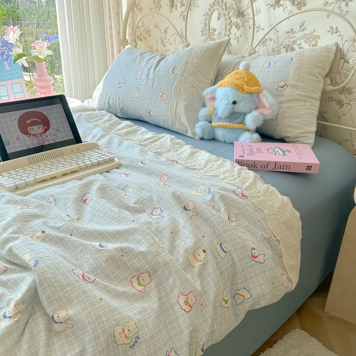 91家纺网 家纺一手货源 找家纺 澜妃 2025新款糯叽叽水洗棉全棉蕾丝花边-艾意系列 艾意-特萌西高地