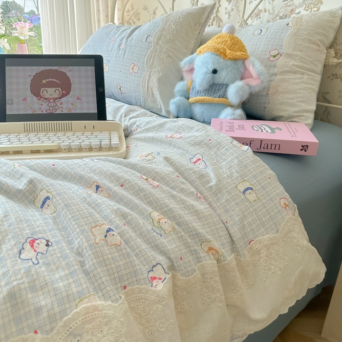 91家纺网 家纺一手货源 找家纺 澜妃 2025新款糯叽叽水洗棉全棉蕾丝花边-艾意系列 艾意-特萌西高地