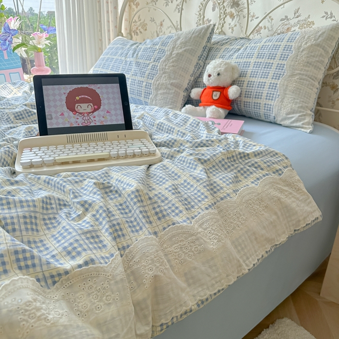 91家纺网 家纺一手货源 找家纺 澜妃 2025新款糯叽叽水洗棉全棉蕾丝花边-艾意系列 艾意-圆珠笔