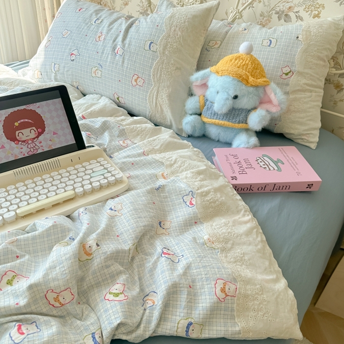 91家纺网 家纺一手货源 找家纺 澜妃 2025新款糯叽叽水洗棉全棉蕾丝花边-艾意系列 艾意-特萌西高地