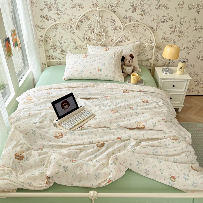 91家纺网 家纺一手货源 找家纺 澜妃 2025新款糯叽叽水洗棉全棉蕾丝花边-艾意系列 艾意-午后时光