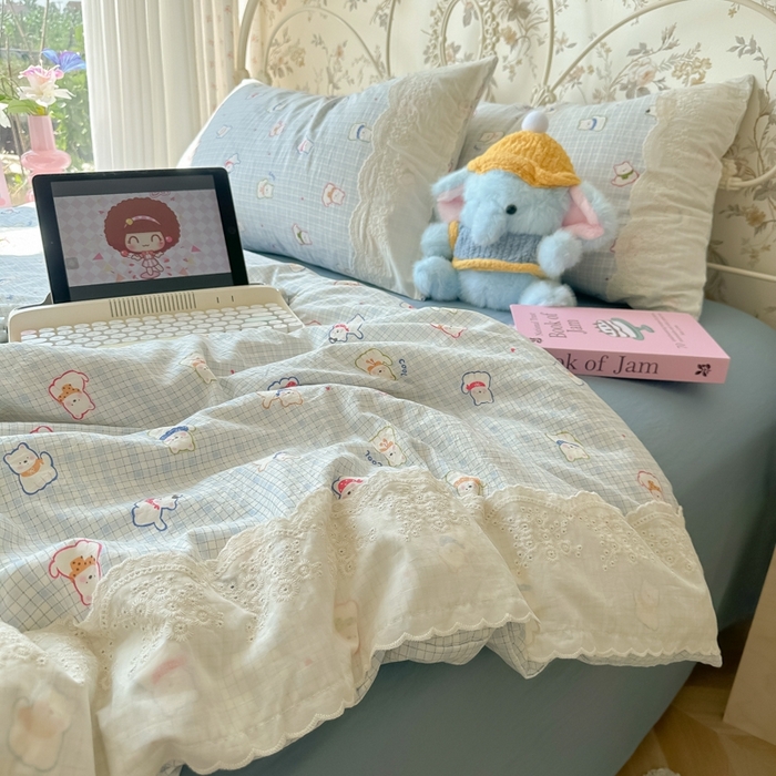 91家纺网 家纺一手货源 找家纺 澜妃 2025新款糯叽叽水洗棉全棉蕾丝花边-艾意系列 艾意-特萌西高地