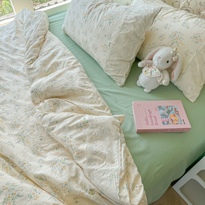 91家纺网 家纺一手货源 找家纺 澜妃 2025新款糯叽叽水洗棉全棉蕾丝花边-艾意系列 艾意-飘零