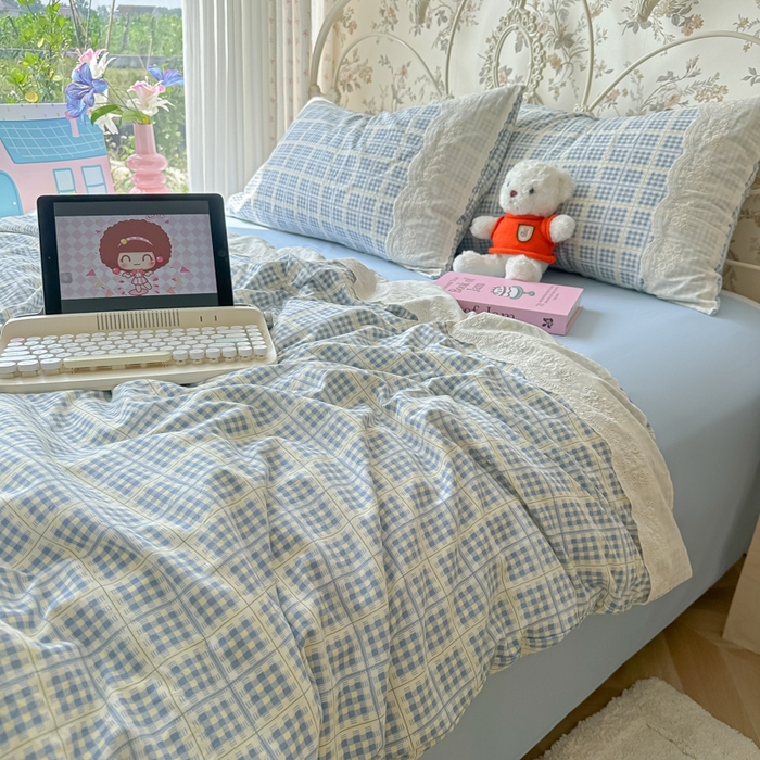 91家纺网 家纺一手货源 找家纺 澜妃 2025新款糯叽叽水洗棉全棉蕾丝花边-艾意系列 艾意-圆珠笔