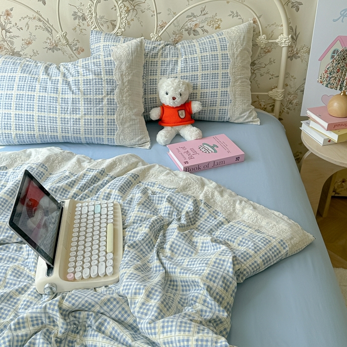 91家纺网 家纺一手货源 找家纺 澜妃 2025新款糯叽叽水洗棉全棉蕾丝花边-艾意系列 艾意-圆珠笔