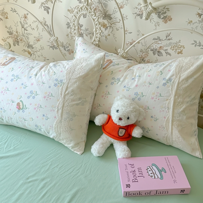 91家纺网 家纺一手货源 找家纺 澜妃 2025新款糯叽叽水洗棉全棉蕾丝花边-艾意系列 艾意-午后时光