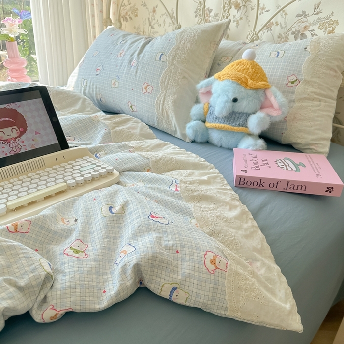 91家纺网 家纺一手货源 找家纺 澜妃 2025新款糯叽叽水洗棉全棉蕾丝花边-艾意系列 艾意-特萌西高地