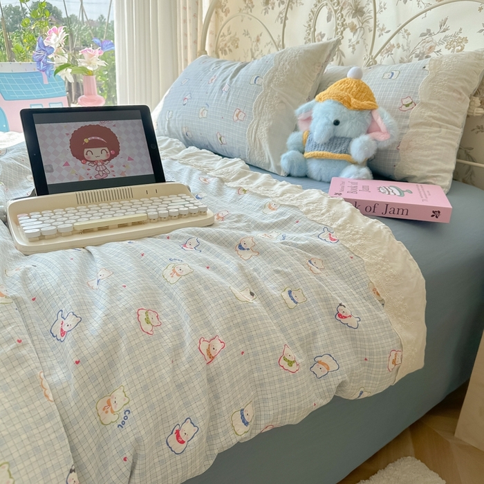 91家纺网 家纺一手货源 找家纺 澜妃 2025新款糯叽叽水洗棉全棉蕾丝花边-艾意系列 艾意-特萌西高地