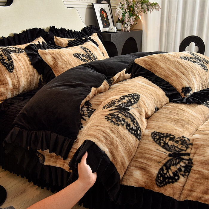 91家纺网 家纺一手货源 找家纺 （总）茉保家纺 2025新款9.5斤秋冬保暖牛奶绒印花兔毛绒四件套