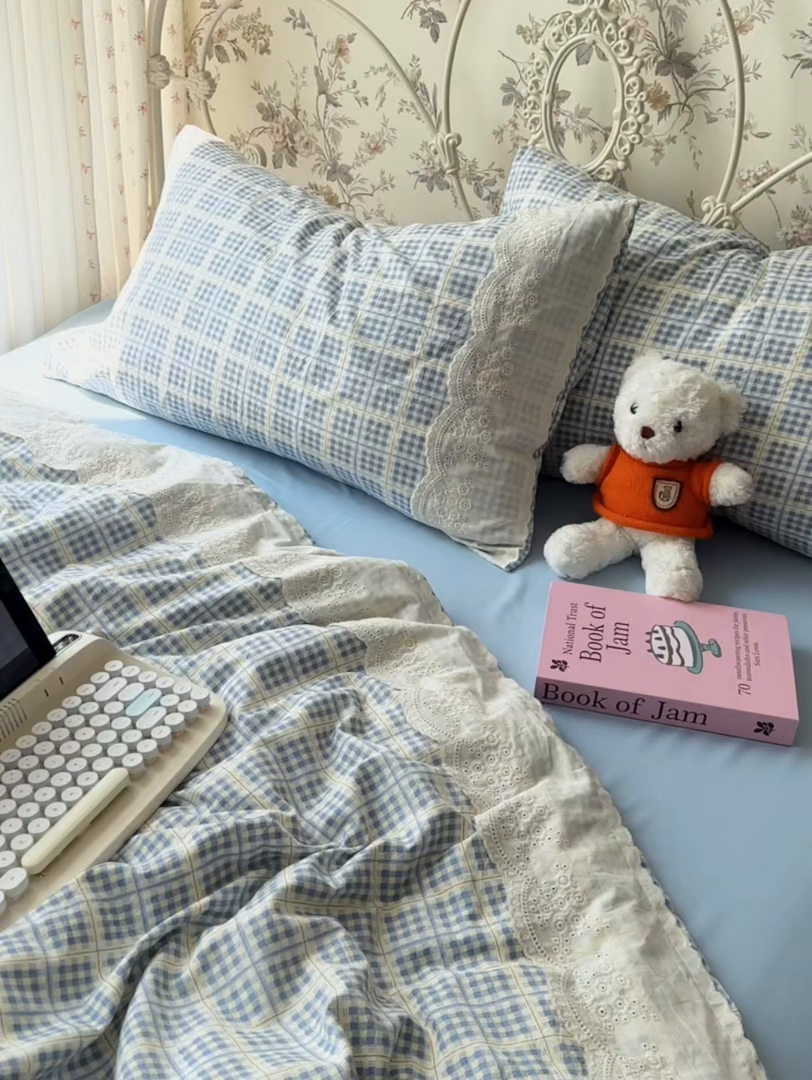 91家纺网 家纺一手货源 找家纺 澜妃 2025新款糯叽叽水洗棉全棉蕾丝花边-艾意系列 艾意-圆珠笔