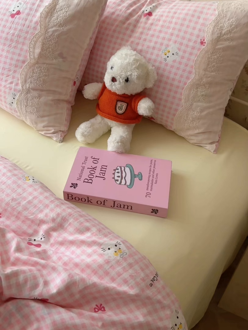 91家纺网 家纺一手货源 找家纺 澜妃 2025新款糯叽叽水洗棉全棉蕾丝花边-艾意系列 艾意-宅宅猫爪