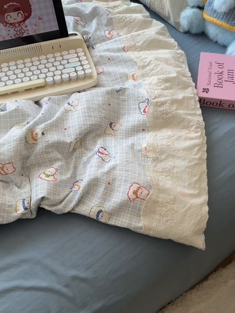 91家纺网 家纺一手货源 找家纺 澜妃 2025新款糯叽叽水洗棉全棉蕾丝花边-艾意系列 艾意-特萌西高地