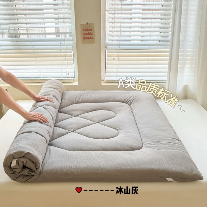 91家纺网 家纺一手货源 找家纺 （总）澜妃 2025新款云感皱皱纱双层纱软床垫单床褥床褥单品床护垫